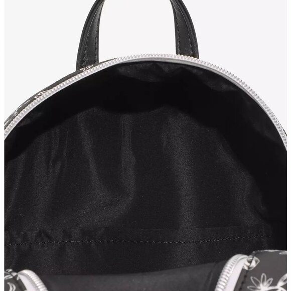 Loungefly Disney Alice In Wonderland Mini Backpack Black And White Floral Bag - Picture 4 of 4